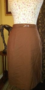 IHNY brown fully lined linen skirt.